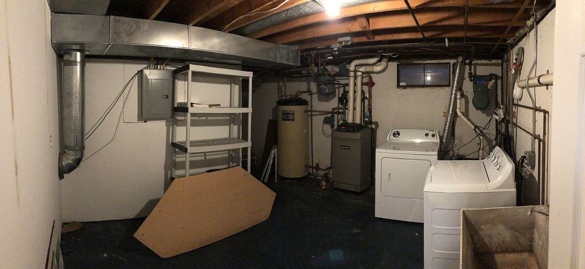 Unfinished basement, mechanical side