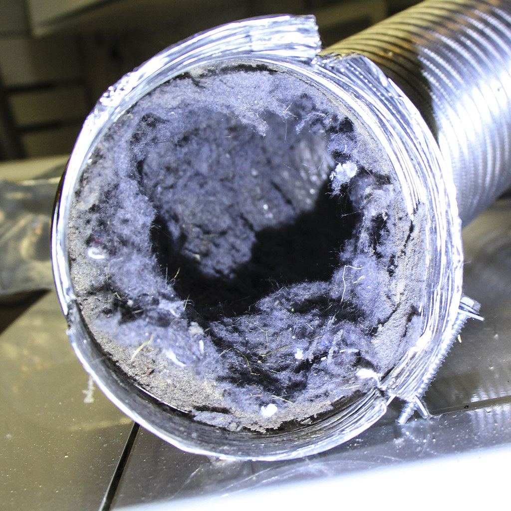 Lint accumulation inside dryer flex duct