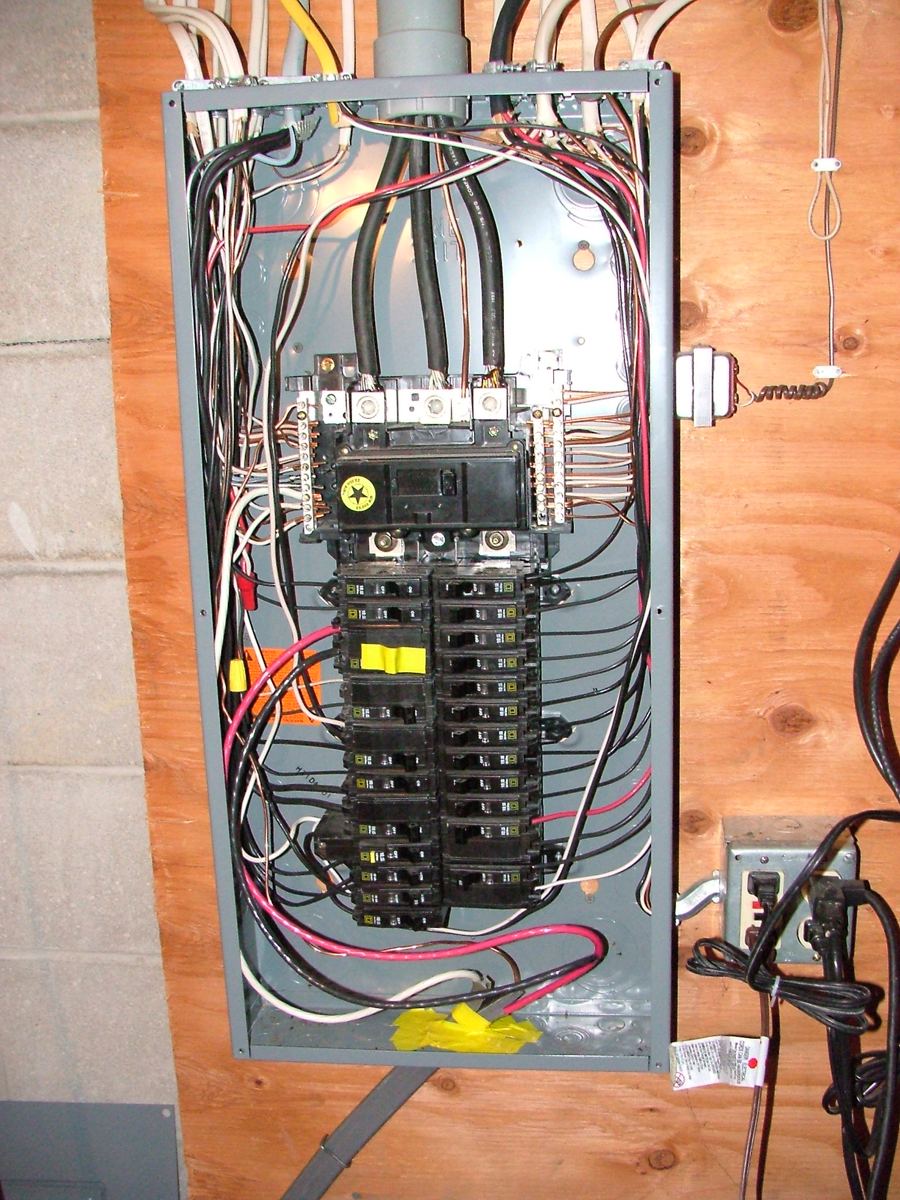 Panel interior — shared breaker terminations