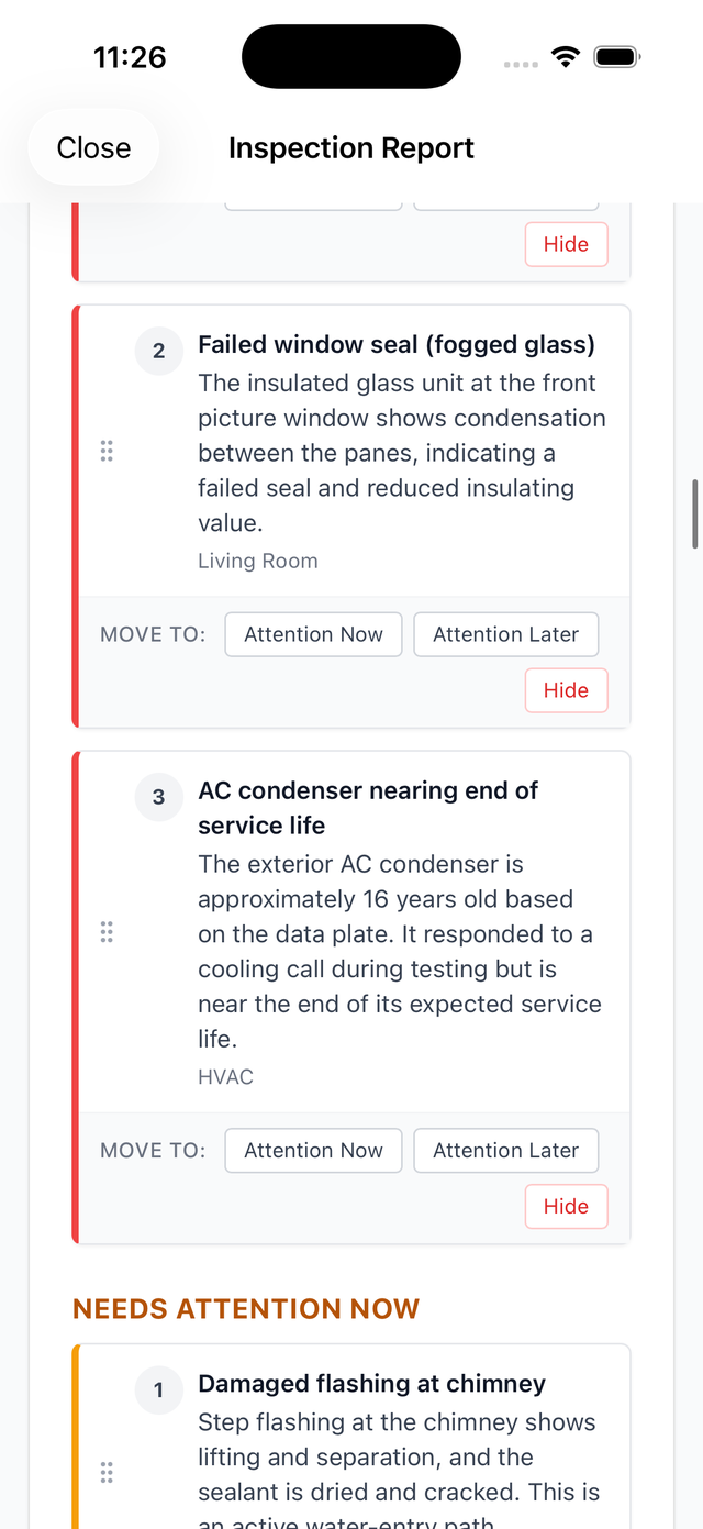 Reviewing AI-drafted findings grouped by priority